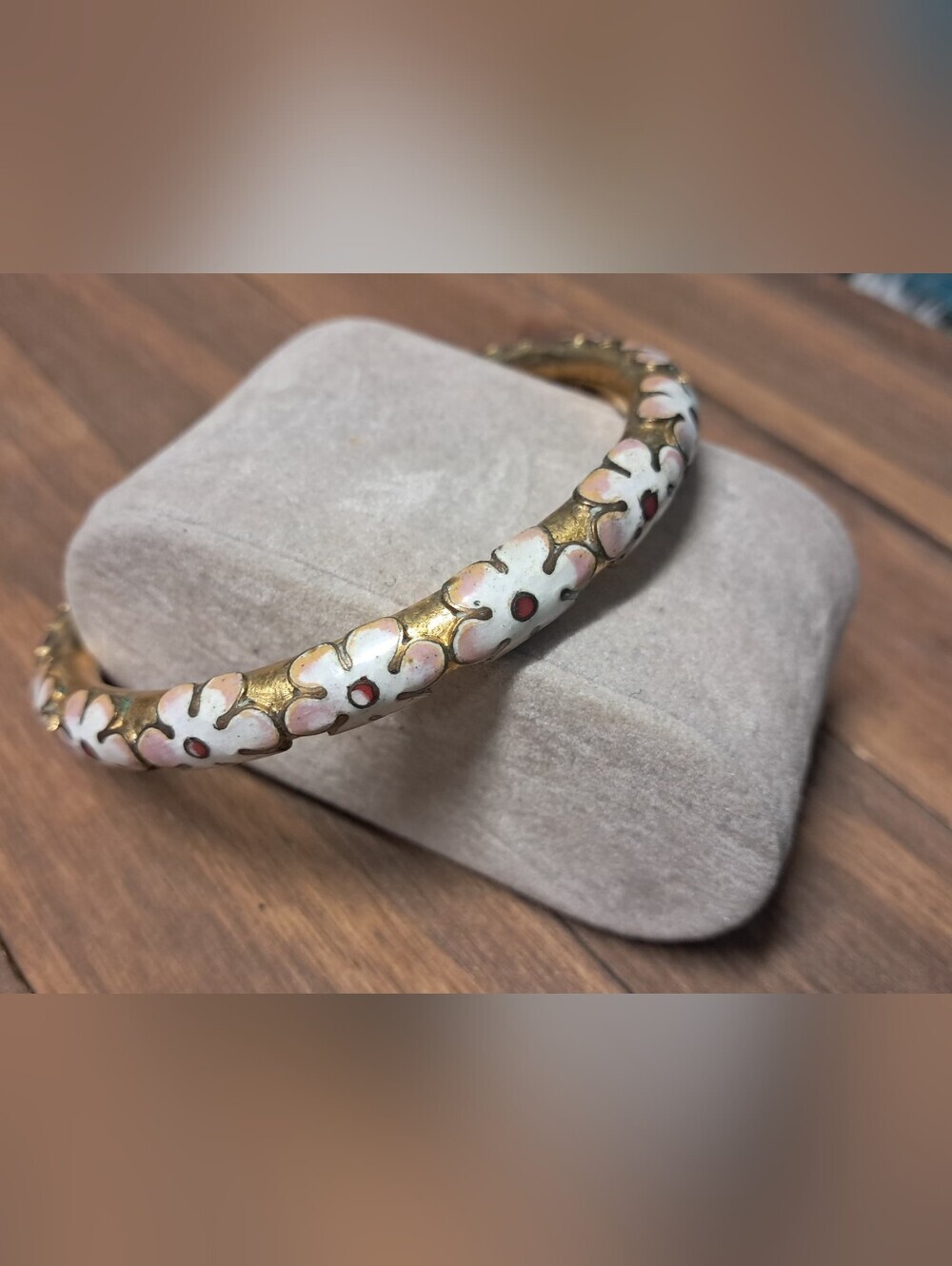 Vintage Floral Cloisonne Bangle Bracelet